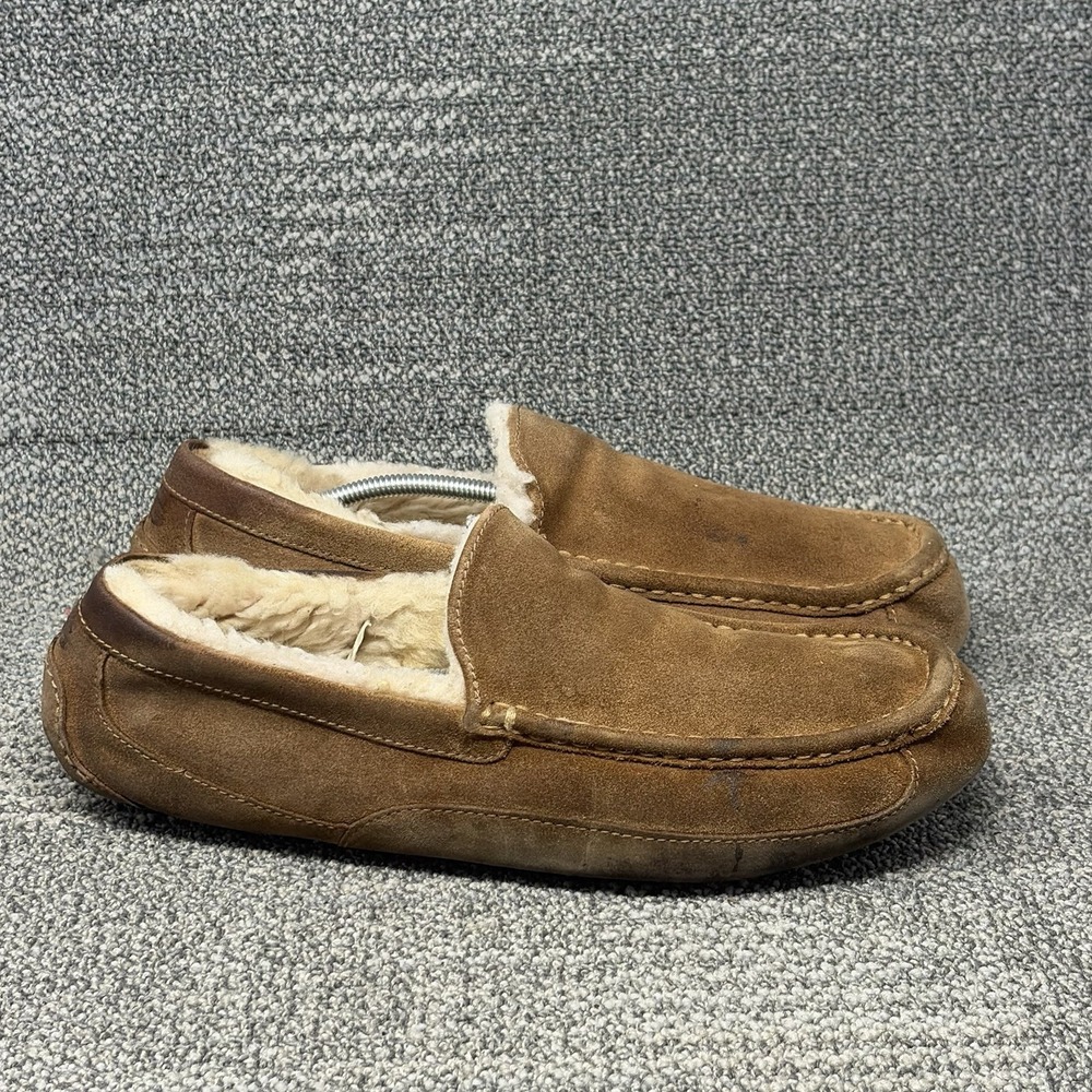 UGG Ascot Slippers Men's 13 Moccasin Shearling Sheepskin Suede Chestnut Slip On